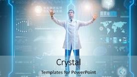  Presentation with digital health - Slides enhanced with digital health - doctor in futuristic medical concept background and a light blue colored foreground