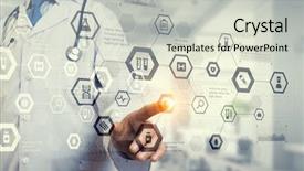  Presentation with digital technologies - Presentation design having digital health - innovative technologies in medicine mixed background and a soft green colored foreground