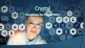  Presentation with digital technologies - Presentation theme having digital health - innovative technologies in medicine mixed background and a ocean colored foreground