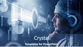  Presentation with digital technologies - Colorful slide set enhanced with digital health - innovative technologies in science backdrop and a ocean colored foreground