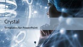  Presentation with digital technologies - Amazing theme having digital health - innovative technologies in science backdrop and a light blue colored foreground