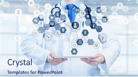  Presentation with technology health - Audience pleasing theme consisting of digital health - medical technology concept backdrop and a sky blue colored foreground