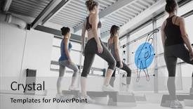  Presentation with women health - PPT theme with digital health - rear view of women doing background and a light gray colored foreground