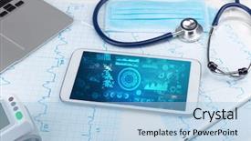  Presentation with digital health - Beautiful theme featuring digital health - report and cell composition concept backdrop and a light blue colored foreground