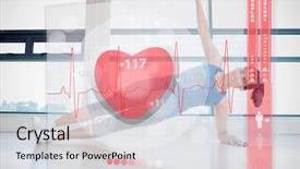  Presentation with yoga - Cool new presentation with digital health - young woman doing yoga while backdrop and a light gray colored foreground