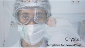  Presentation with covid bed - Audience pleasing theme consisting of digital-illustration-of-a-doctor backdrop and a light gray colored foreground