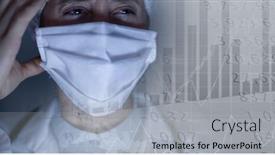  Presentation with digital statistics - Theme featuring digital-illustration-of-a-doctor background and a light gray colored foreground