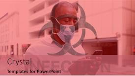  Presentation with face mask - Slide set enhanced with digital-illustration-of-a-hazard background and a coral colored foreground