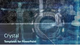  Presentation with brain medicine - PPT layouts featuring digital-illustration-of-a-human background and a ocean colored foreground