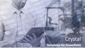  Presentation with digital statistics - Beautiful theme featuring digital-illustration-of-a-man backdrop and a ocean colored foreground