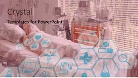  Presentation with digital hospital - Presentation consisting of digital-illustration-of-a-patient background and a coral colored foreground