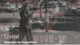  Presentation with covid coronavirus - Slide set having digital-illustration-of-a-red background and a gray colored foreground