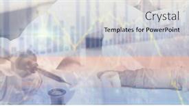  Presentation with digital statistics - Slide deck enhanced with digital-illustration-of-a-scientist background and a light gray colored foreground