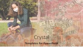  Presentation with floating dollar bills - Theme having digital-illustration-of-a-woman background and a coral colored foreground