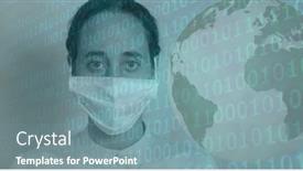  Presentation with data processing - PPT theme with digital-illustration-of-data-processing background and a seafoam green colored foreground