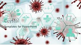  Presentation with white cells - PPT layouts having digital-illustration-of-macro-coronavirus background and a cool aqua colored foreground