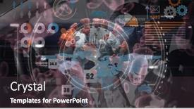  Presentation with using digital tablet - Presentation design featuring digital-illustration-of-macro-covid background and a dark gray colored foreground