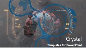  Presentation with digital statistics - Beautiful PPT theme featuring digital-illustration-of-macro-covid backdrop and a ocean colored foreground