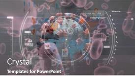  Presentation with digital statistics - Colorful presentation design enhanced with digital-illustration-of-macro-covid backdrop and a gray colored foreground