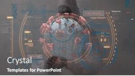  Presentation with digital statistics - Cool new PPT theme with digital-illustration-of-macro-covid backdrop and a dark gray colored foreground