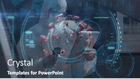  Presentation with digital statistics - PPT theme enhanced with digital-illustration-of-macro-covid background and a ocean colored foreground