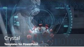  Presentation with digital statistics - Presentation design consisting of digital-illustration-of-macro-covid background and a ocean colored foreground