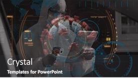  Presentation with digital statistics - Audience pleasing slide set consisting of digital-illustration-of-macro-covid backdrop and a dark gray colored foreground