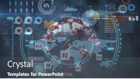  Presentation with digital statistics - Amazing PPT layouts having digital-illustration-of-macro-covid backdrop and a ocean colored foreground