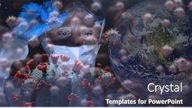  Presentation with covid coronavirus - Slides having digital-illustration-of-macro-covid background and a tawny brown colored foreground