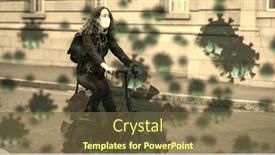  Presentation with covid coronavirus - Presentation theme having digital-illustration-of-macro-covid background and a tawny brown colored foreground