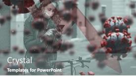  Presentation with covid coronavirus - PPT layouts having digital-illustration-of-macro-covid background and a gray colored foreground