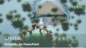  Presentation with covid coronavirus - PPT theme with digital-illustration-of-macro-covid background and a gray colored foreground