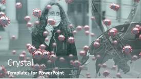  Presentation with covid coronavirus - Slide deck consisting of digital-illustration-of-macro-covid background and a gray colored foreground