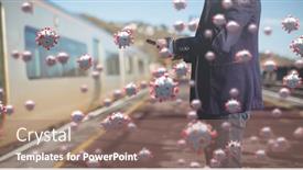  Presentation with covid coronavirus - Slide set with digital-illustration-of-macro-covid background and a coral colored foreground