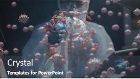  Presentation with using digital tablet - Presentation theme consisting of digital-illustration-of-macro-covid background and a  colored foreground