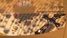  Presentation with religious bible - Presentation design having digital-illustration-of-macro-covid background and a gold colored foreground