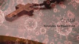  Presentation with religious bible - Theme with digital-illustration-of-macro-covid background and a coral colored foreground