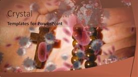 Presentation with covid coronavirus - Presentation design enhanced with digital-illustration-of-macro-covid background and a coral colored foreground