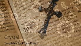  Presentation with religious bible - PPT theme with digital-illustration-of-macro-covid background and a coral colored foreground