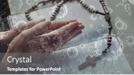  Presentation with praying hands rosary - PPT layouts having digital-illustration-of-macro-covid background and a  colored foreground