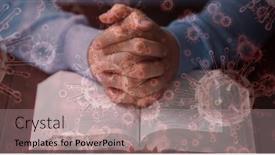  Presentation with religious bible - Slide deck having digital-illustration-of-macro-covid background and a coral colored foreground