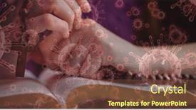  Presentation with praying hands rosary - Slides with digital-illustration-of-macro-covid background and a  colored foreground