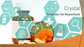  Presentation with coronavirus pills - PPT theme with digital-illustration-of-medical-icons background and a cool aqua colored foreground