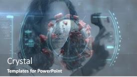  Presentation with covid coronavirus - Slide set enhanced with digital-illustration-of-scope-scanning background and a ocean colored foreground