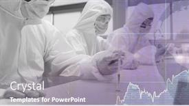  Presentation with digital statistics - Slide deck having digital-illustration-of-three-scientists background and a gray colored foreground