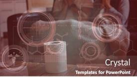  Presentation with digital statistics - PPT theme consisting of digital-illustration-of-two-people background and a violet colored foreground