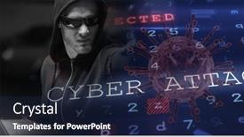  Presentation with cyber attack - Slides with digital-illustration-of-words-cyber background and a navy blue colored foreground