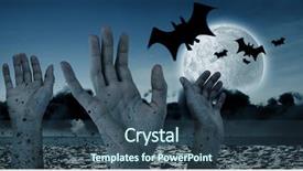  Presentation with digital image - PPT theme featuring digital image of bats flying background and a ocean colored foreground