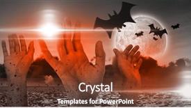  Presentation with halloween flying bats note - Slide deck with digital image of bats flying background and a tawny brown colored foreground