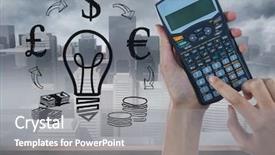  Presentation with calculator - Presentation theme with digital image of cropped hands background and a gray colored foreground
